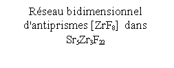 Zone de Texte: Rseau bidimensionnel d'antiprismes [ZrF8]  dans Sr5Zr3F22