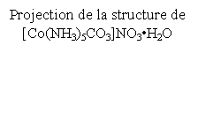 Zone de Texte: Projection de la structure de [Co(NH3)5CO3]NO3H2O 