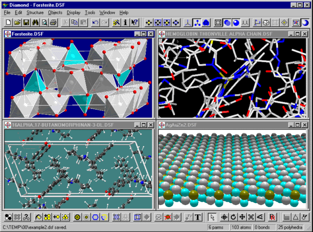 Screenshot with four different structures