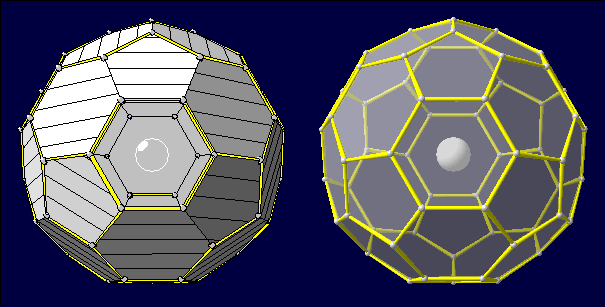 Two representations of C60 polyhedra