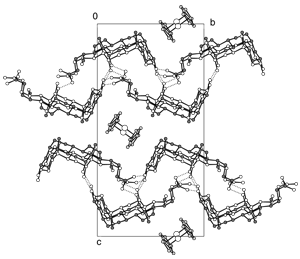 Packing diagram of (deoxycholic acid)2:ferrocene at 100K