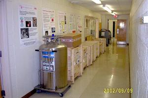 Boxes in                    the corridor
