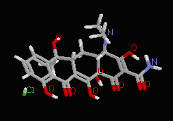 Tetracycline molecule off the internet displayed in stick mode