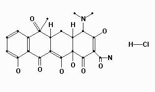 Tetracycline molecule off the internet displayed in space fill mode