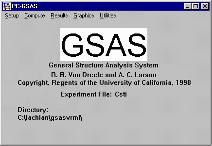 GSAS Starting Screen